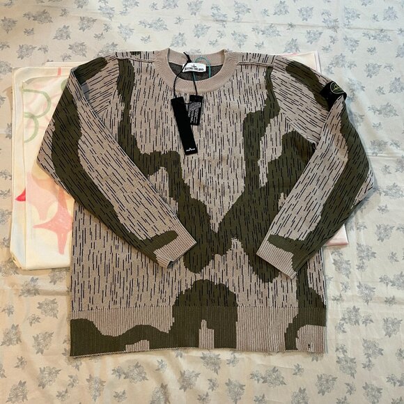 Stone Island Camouflage Jacquard Knit Sweater - Picture 1 of 7